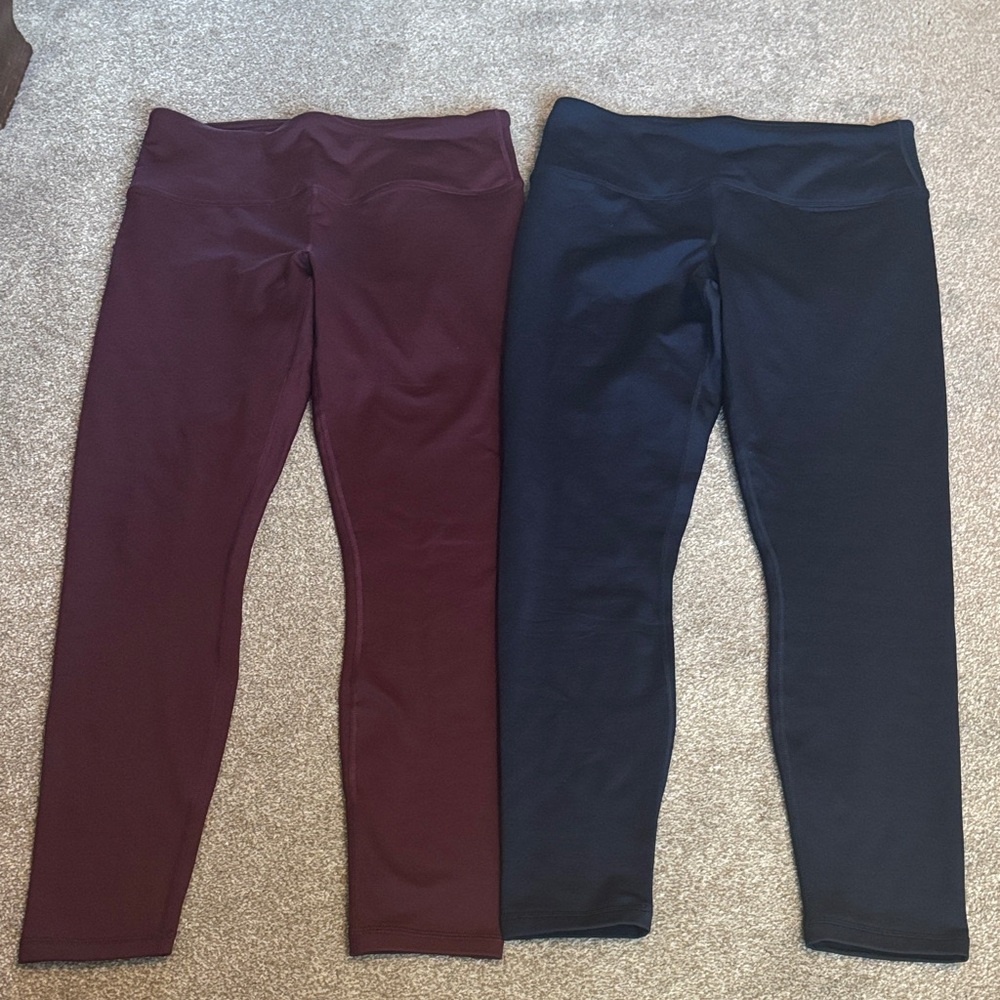 90 Degree By Reflex fleece lined Leggings in Burgundy and Navy Women’s Size L
